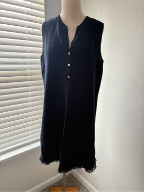 NIC+ZOE Women's Rumba Linen Blend Dark Navy Shift Dress